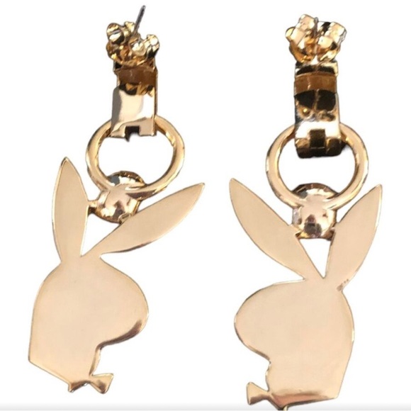 Oceanus x Playboy Collaboration Gold-tone Pink Playboy Bunny Post Earrings NWOT - Picture 7 of 7
